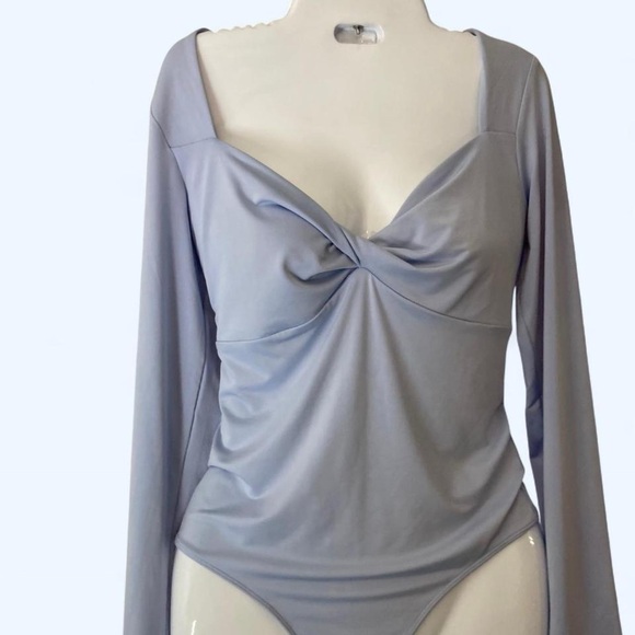 Express Tops - Express Light Blue Long Sleeve Bodysuit M